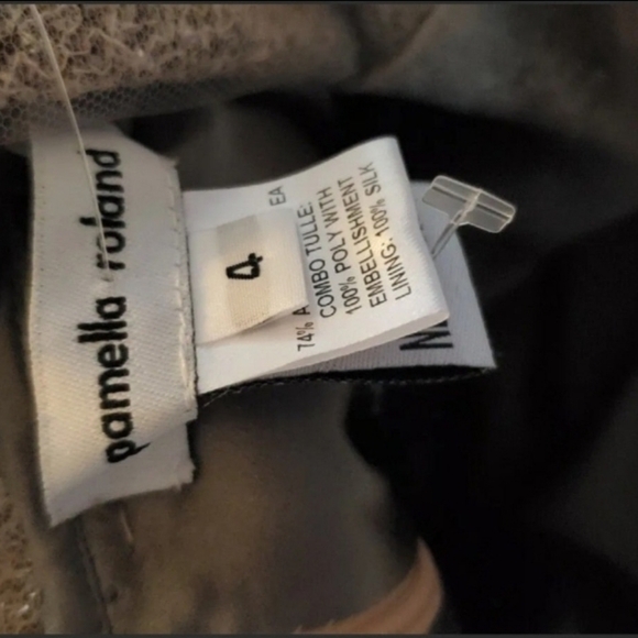 Pamella Roland Illusion Sequin & Faille A Line Gown - Picture 3 of 9